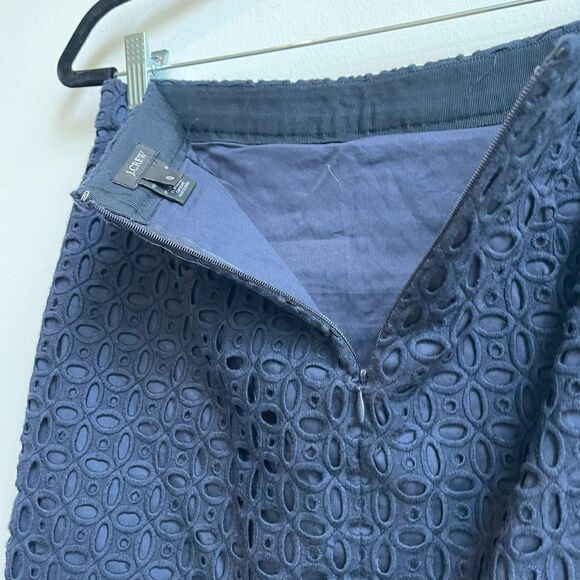 J. Crew Cotton Navy Eyelet Mini Skirt - Size O - Picture 4 of 9